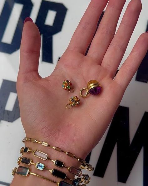 Tales from the Junk Pile on Instagram: "🤫 Three dimensional pendants! They’re spherical, rolling, give some depth to a neck-mess, and (in this case) so colorful with genuine semiprecious stones… who wouldn’t fall in love with them? — And spot the bracelets? They’re also to-die-for & still available from our sister brand @chelseagirl.nyc
•••
CARVED AMETHYST/CITRINE: *SOLD*  20mm, 5.1 grams, 18k, $595
•
SPUTNIKS: *SOLD 1/2*  two available, each 12mm, 1.1 grams, 18k, $265
•••
🛍️ LINK TO BUY IN STORIES! 🛍️
Free US shipping 📦
#talesfromthejunkpile 🤫" Heirloom Citrine Gemstone Jewelry, Unique Faceted Citrine Jewelry, Neck Mess, Gold Multi-stone Citrine Gemstones, Vintage Multi-stone Amethyst Jewelry, Amethyst Multi-stone Healing Jewelry, Piercing Jewelry, Three Dimensional, Semiprecious Stones