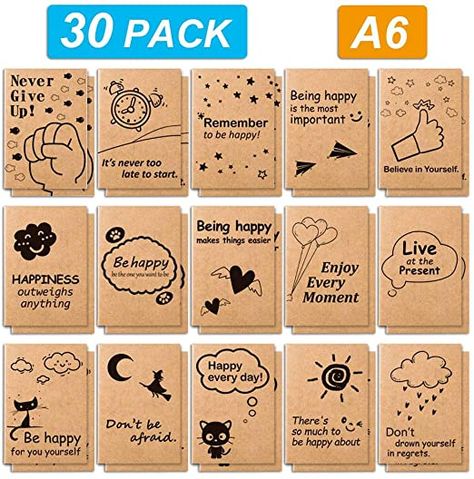 Amazon.com : 30 Pack Kraft Notebooks, Feela 15 Designs A6 Cute Mini Pocket Notebooks and Journals, 80 Lined Pages Motivation Small Journal Notebook Bulk for Women School Supplies Taking Memos, 4.1X5.8 in : Office Products Kdp Ideas, Creative Book Cover Designs, Diy Notebook Cover, Creative Book Covers, Small Journal, Mini Notebooks, Diy Notebook, Small Notebook, Pebble Grey