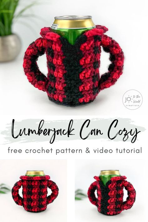 Hilarious Crochet Projects, Crochet Can Cozy With Handle, Can Koozie Crochet Pattern, Crochet Kitchen Items Gift Ideas, Starbucks Crochet Pattern, Useful Crochet Projects For Men, Crochet Soda Can Cozy Patterns, Crochet Patterns For Mens Gifts, Crochet Gifts For Grandfather