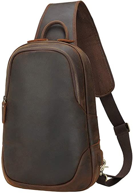 TIDING Men's Leather Crossbody Sling Bag Outdoor Travel Chest Bag Shoulder Daypack Chest Tattoo Men Ideas Full, Tattoo Female Chest, Workout At Home Men, Female Chest Tattoo, Chest Tattoo Men Ideas, Crossbody Bag Louis Vuitton, Leather Sling Bag Men, Tattoo Men Ideas, Leather Sling Bags