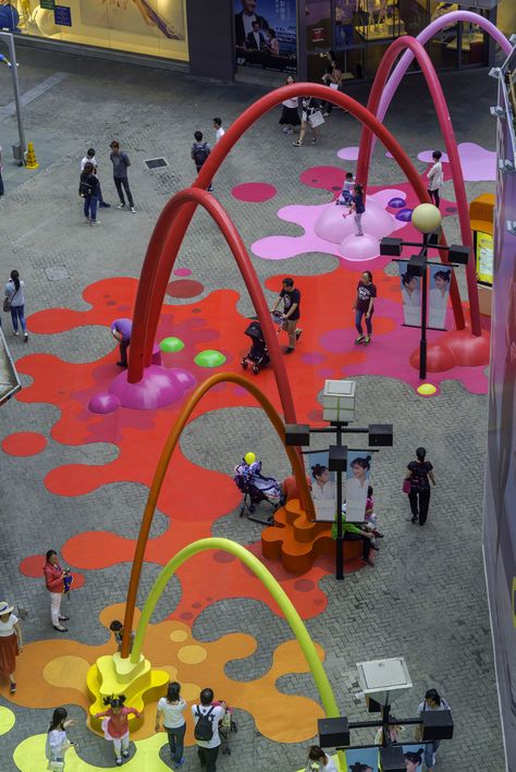 Lively Interventions by 100 Architects Transform Urban Spaces into Vibrant Playgrounds | Colossal Urban Playground, Urban Intervention, Paint Drop, Colossal Art, Playground Design, Urban Park, בר מצווה, Color Paint, Urban Spaces