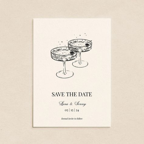 Wedding Invites Champagne, Champagne Save The Date, Vogue Wedding Invitations, Hand Drawn Save The Date Illustrations, Wedding Digital Downloads, Whimsical Save The Date, Simple Wedding Invite, Hand Drawn Save The Date, Save The Date Aesthetic