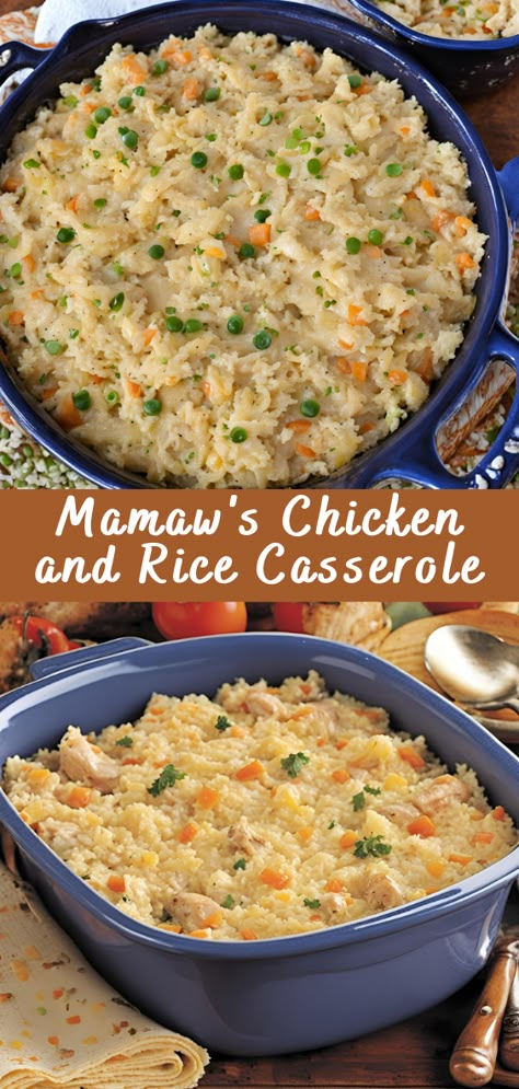 Mamaw’s Chicken and Rice Casserole | Cheff Recipes Grandma's Chicken And Rice Casserole, Mamaws Chicken And Rice Casserole, Mamaw's Chicken And Rice Casserole, Recipes That Use Rice, Memaw's Chicken And Rice, Campbell Soup Chicken And Rice Casserole, Mawmaws Chicken And Rice Recipes, Diced Chicken And Rice Recipes, Mamaws Chicken Rice Casserole