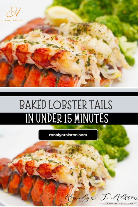 Baked Lobster Tails In Under 15 Minutes lather in a creamy garlic butter sauce coming your way! Cooking lobster tails is easy; they are ready to serve up in about 15 minutes! Don’t be intimidated by oven-baked lobster tails – they might look fancy, but they’re actually quite simple to prepare. This dish is perfect for impressing family and friends on a special occasion. You’ll definitely be the talk of the town when you present them with the perfectly baked lobster tail recipe. Lobster Tail Oven, Creamy Garlic Butter Sauce, Easy Lobster Tail Recipe, Broiled Lobster Tails, Best Lobster Tail Recipe, Baked Lobster, Baked Lobster Tails, Cooking Lobster, Cooking Lobster Tails