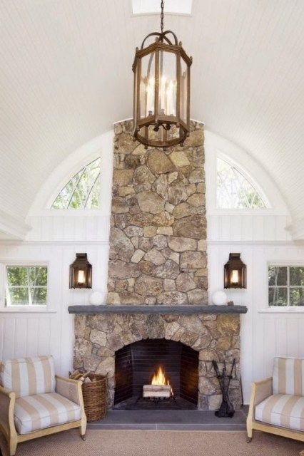 Fireplace Redo, Stone Fireplaces, Rock Fireplaces, Stone Facade, Fire Places, Coastal Living Rooms, Rooms Ideas, Home Fireplace, Cozy Fireplace