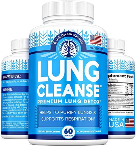 Amazon.com: Lung Support Supplement - Mullein Capsules for Lung Cleanse and Detox - Made in USA - Respiratory System & Mucus Clear - Vegan Supplement for Lung Detox & Respiratory Support - 60 Capsules : Health & Household Lung Support, Clear Mucus, Lung Cleanse, Natural Decongestant, Bad Cough, Lung Detox, Lung Conditions, Green Tea Leaf, Vegan Supplements