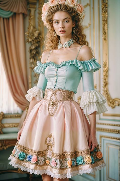 Rococo Outfit Modern, Rococo Inspired Fashion, Rococo Aesthetic Fashion, Rococo Fashion Modern, Rococo Outfit, Bridgerton Fashion, Rococo Architecture, Rococo Aesthetic, Bridgerton Aesthetic