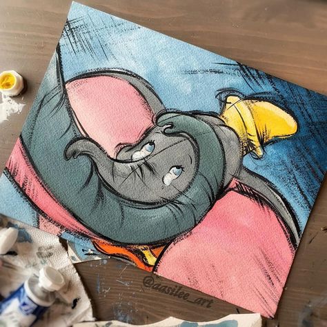 Up Painting Disney, Disney Inspired Canvas Paintings, Up Movie Painting, Disney Canvas Art Ideas, Up Canvas Painting Disney, Dumbo Art Drawing, Dumbo Painting, Disney Painting, Big Canvas Painting Ideas Disney