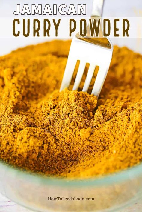 Jamaican Curry Powder is so easy to make and is a must for all of your favorite Caribbean savory dishes. See the ingredients and technique for making it at home which is so much better than pre-packaged! Get the complete recipe with ALL-NEW VIDEO on the blog! Jamaican Curry Powder Recipe, Olympics Food, Curry Powder Recipes, Dry Seasoning Mixes, Masala Seasoning, Seven Spice, Jamaican Curry Powder, Jamaican Curry Chicken, Podi Recipe