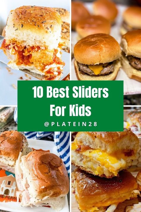 four types of sliders Sliders For Kids, Old Fashioned Sloppy Joes, Old Fashioned Sloppy Joe Recipe, Best Sliders, Turkey Burger Sliders, Chicken Parmesan Sliders, Best Vegan Cheese, Mini Sliders, Slider Sandwiches