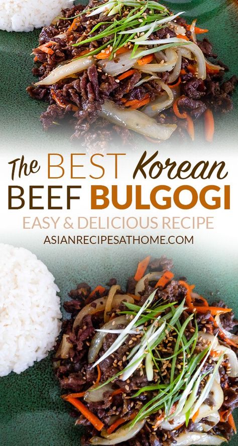 Korean Beef Bulgogi Recipe, Beef Bulgogi Recipe, Koreansk Mad, Bulgogi Marinade, Korean Beef Bulgogi, Korean Beef Recipes, Bulgogi Recipe, Bulgogi Beef, Korean Cooking