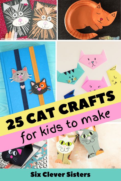 Cat Crafts For Kids, Halloween Cat Crafts, Paper Cat Craft, Fathers Day Crafts For Preschoolers, Cat Crafts Preschool, Cat Diy Crafts, Art Craft For Kids, Pre K Worksheets, Chat Diy