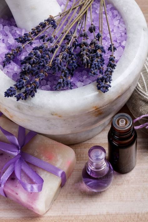 Juleka Aesthetic, Natural Cosmetics Aesthetic, Spa Collage, Lavender Mood Board, Esthetician Esthetics, Water Candles, Salt Storage, Calming Candles, Facial Routine Skincare