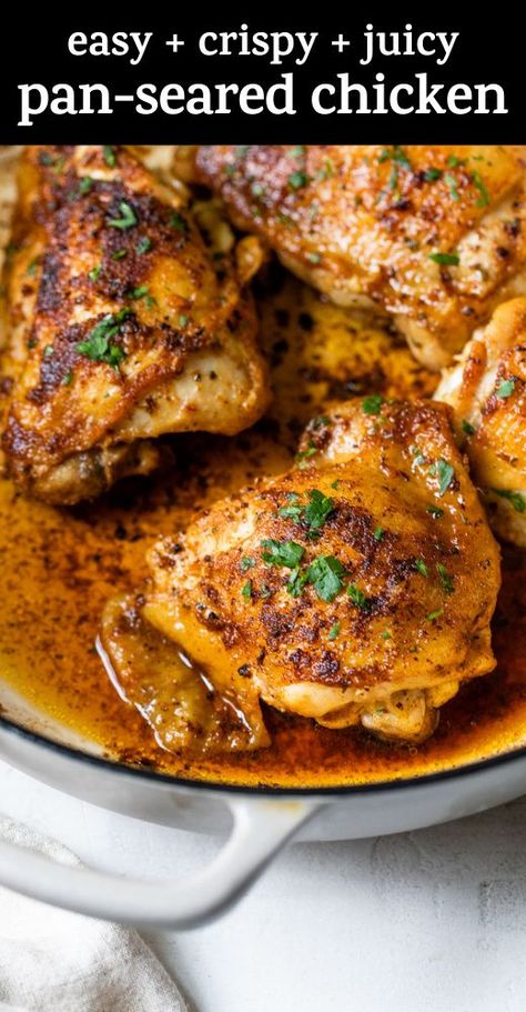 Bone In Chicken Thigh Skillet Recipes, Pan Seared Chicken Drumsticks, Quick Chicken Thigh Recipes Skillet, Boned Chicken Thigh Recipes, Fried Chicken Thigh Recipes Bone In, Pan Seared Chicken With Sauce, Crispy Skillet Chicken, Chicken Tight Fillet Recipes, Chicken Thigh Fillets Recipes