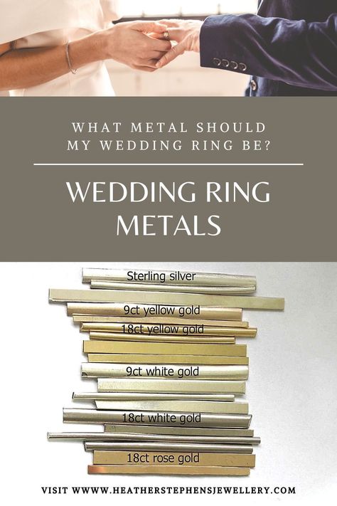 Rose gold, white gold, yellow gold, sterling silver, what are the differences? Wedding ring metals explained. Silver And Gold Wedding Rings, Silver And Gold Wedding, Plain Gold Wedding Bands, Engagement Rings Uk, Gold Things, Gold Cost, Boho Engagement Ring, My Wedding Ring, Wedding Ring Gold