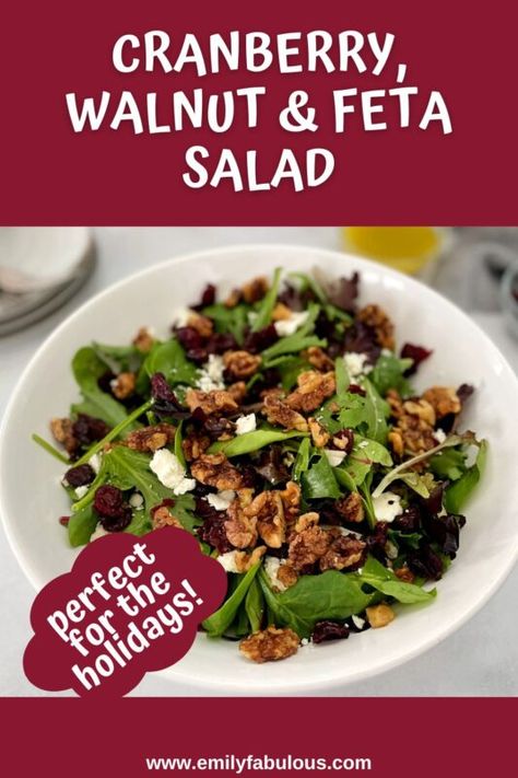 Green Salad For Thanksgiving, Walnut Feta Salad, Raw Beetroot Salad, Spinach Feta Salad, Candied Walnuts For Salad, Cranberry Recipes Dessert, Cranberry Spinach Salad, Easy Christmas Appetizers, Cranberry Walnut Salad