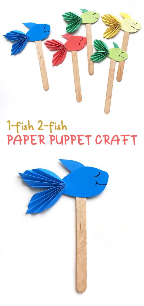 One Fish Two Fish Craft, Fish Crafts Preschool, Fish Paper Craft, Fish Craft, Fish Activities, Paper Fish, Fish Template, Fish Coloring Page, Diy Paper Flowers