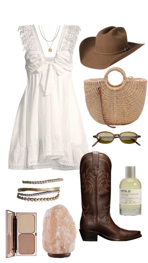 #outfitinspo #summer Country Dresses Concert, Country Concert Outfit Summer Dress, Country Outfits Dresses, Modern Country Outfits, Country Concert Outfit Dress, Country Concert Dress Outfit, Tyler Childers Concert Outfit, Country Party Outfit, Barn Dance Outfit