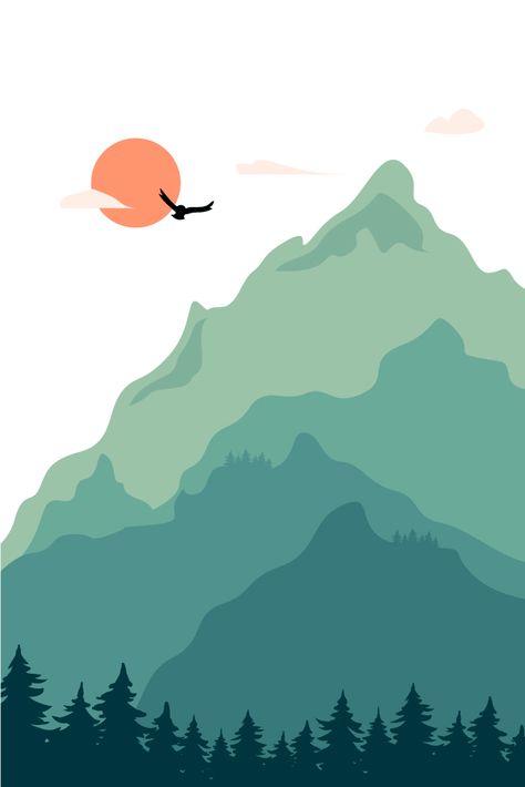 Mountain Background Illustration, Mountain Illustration Art, Vector Art Poster, Vector Drawing Illustrators, Mountains Illustration Art, Mountain Vector Art, Vector Illustration Background, Mountains Painting Simple, Mountain Background Drawing