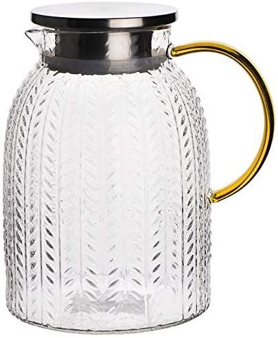 Amazon.com | Warm Crystal, The Glass Water Pitcher with Lid and Handle, Glass Tea Pitcher, Carafe, Teapot and Jug for Coffee, Juice, Ice Water and Flower Tea Suitable for Your Fridge and Coffeemaker (60 oz): Carafes & Pitchers Clear Teapot, Ivy Aesthetic, Restaurant Utensils, Glass Water Pitcher, Kitchen Concept, Cast Iron Burner, Iced Tea Pitcher, Pitcher With Lid, Tea Brewer