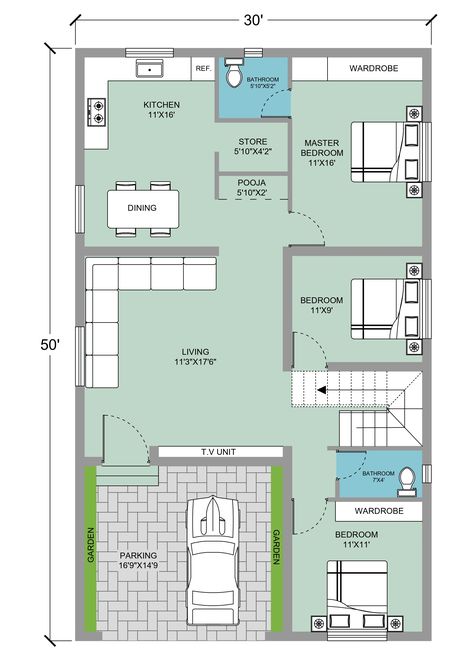 30 40 3bhk House Plans India, 3bhk House Plan West Facing, 30x65 House Plans, 2 Bhk House Plan With Pooja Room, 2bhk House Plan With Pooja Room, 3bhk House Plan With Pooja Room, North Facing House Plans India Vastu, 3bhk Flat Plan, 3bhk Floor Plans