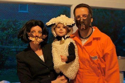 #Halloween #family #costumes #Clarice #Hannibal #SilenceOfTheLambs #horror Movie Fancy Dress, Family Themed Halloween Costumes, Lamb Costume, Theme Costumes, Peter Pan Costumes, Movie Halloween Costumes, Themed Halloween Costumes, Cow Costume, Halloween Couples