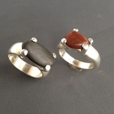 Pebble Jewelry, Pebble Ring, Raw Ruby, Handmade Silver Jewellery, Handmade Sterling Silver Rings, Metal Clay Jewelry, Organic Jewelry, Unusual Jewelry, Casting Jewelry