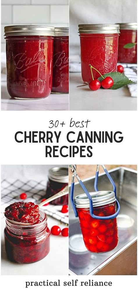 Cherry Canning Recipes, Preserving Cherries, Cherry Recipes Canning, Canning Fruit Recipes, Sour Cherry Recipes, Jar Fruit, Cherry Pie Filling Recipes, Sour Cherry Jam, Cherry Salsa