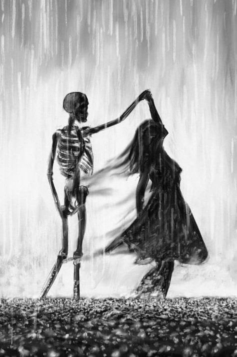 Meaningful Drawings, Deep Art, Skeleton Art, Dark Art Drawings, Dark Art Illustrations, Beautiful Dark Art, Romantic Art, Dancing In The Rain, Book Art Drawings