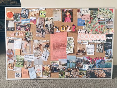 Vision Board Ideas Physical, Vision Board Display Ideas, Vision Poster Board, Vision Board Poster Examples, Physical Vision Board Examples, Vision Bulletin Board Ideas, Physical Vision Board Ideas, Vision Board Cork Board, 2023 Vision Board Examples