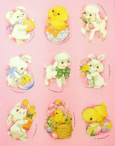 Vintage Adorable Easter Bunnies Lamb Chicks Sticker Sheet by Gibson | eBay Easter Stickers, Easter Printables, Easter Bunnies, Easter Time, Vintage Sheets, Easter Rabbit, Baby Scrapbook, Diy Crafts For Gifts, Vintage Easter