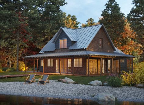 Edelsteen House Plan by Perch Plans! – ARTFOODHOME.COM Lake House Open Floor Plan, Maine House Plans, Floor Plans With Loft Open, Mountain Cottage House Plans, Lake Cabin Floor Plans, Metal Cabins, Small Mountain House Plans, Mountain Cabin Floor Plans, Medium Size House