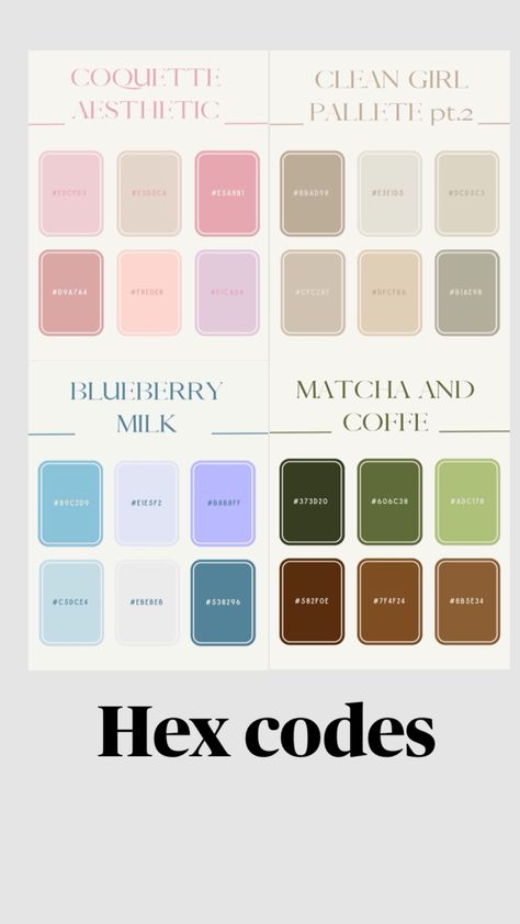 #hexcodes#colors#popular Coding Notes, Color Coding Notes, Canva Aesthetic, Colour Codes, Notes Inspo, Pantone Colour Palettes, Digital Notes, Hex Color Palette, Hex Color