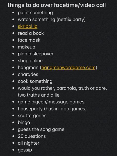 Things To Do When Bored With Friends Online, Things To Do With Your Friends On Facetime, Fun Things To Do On Call With Friends, Virtual Things To Do With Friends, Things To Do On Facetime With Friends, Facetime Activities With Friends, What To Do With Online Friends, What To Do On Call With Bestie, What To Do When Your With Your Friend