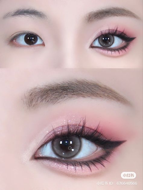 Big Anime Eyes Makeup, Shinobu Eye Makeup, Wide Eyes Makeup, Shinobu Makeup Inspired, Kanao Makeup, Nezuko Eye Makeup, Shinobu Cosplay Makeup, Shinobu Kochou Makeup, Nezuko Cosplay Makeup