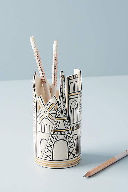 Anthropologie Cityscape Pencil Cup Bedroom Design Diy, Diy Tumblr, Pencil Cup, Cadeau Diy, Arte Inspo, Bohemian Home, Office Accessories, Pen Holder, Wall Decor Bedroom