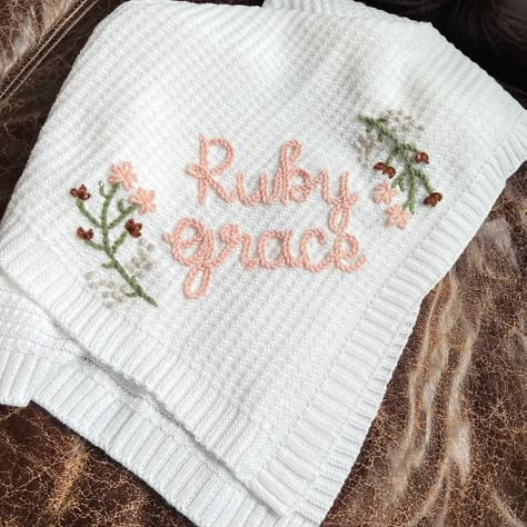 Personalized Name Swaddle Blanket: Customized Hand-embroidered Knit Baby Blanket - Etsy Name Swaddle Blanket, Monogram Sweater, Embroidered Blanket, Swaddle Baby, Knit Baby Blanket, Knit Blankets, Custom Baby Blanket, Keepsake Gifts, Gender Reveals