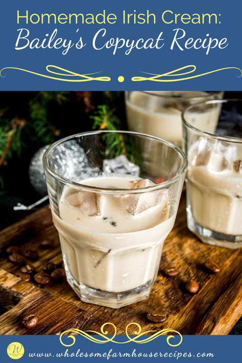 three glasses of homemade irish cream Homemade Baileys Recipes, Liquor Desserts, Baileys Recipes Drinks, Irish Cream Recipes, Homemade Baileys Irish Cream, Baileys Irish Cream Recipes, Rumchata Recipes, Baileys Drinks, Irish Cream Recipe