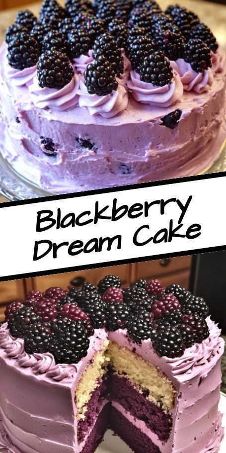 Indulge in the Blackberry Dream Cake - a luscious dessert with tender cake layers and creamy blackberry-infused frosting. Perfect for any celebration! Experience the sweet burst of fresh blackberries in every bite of this dreamy cake. Easy to make and garnished with real berries, it's a delightful treat for any occasion! Rubber Duck Cake, Dreamy Cake, Blackberry Cake Recipe, Blackberry Lavender, Cheesecake Truffles, Pumpkin Spice Cheesecake, Blackberry Cake, Duck Cake, Cake Recipe Easy