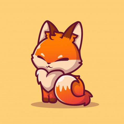 Cute Fox, Premium Vector, Fox, Orange, Art