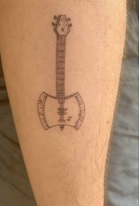 tattoo of marceline’s axe bass from the show adventure time; the tattoo is black and white and on someone’s arm Bass Tattoo, Adventure Time Tattoo, Minimalistic Tattoo Ideas, Trending Tattoos, Minimalistic Tattoo, Funky Tattoos, Marceline The Vampire Queen, Handpoke Tattoo, Sweet Tattoos