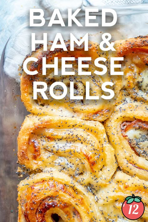 Baked Ham and Cheese Rolls | 12 Tomatoes Baked Ham And Cheese Rolls, Ham And Cheese Rolls, Ham Cheese Rolls, Ham And Cheese Roll Ups, Cheese Crescent Rolls, Cheese Rolls, Tomatoes Recipes, Cabbage Recipe, Ham And Cheese Sandwich