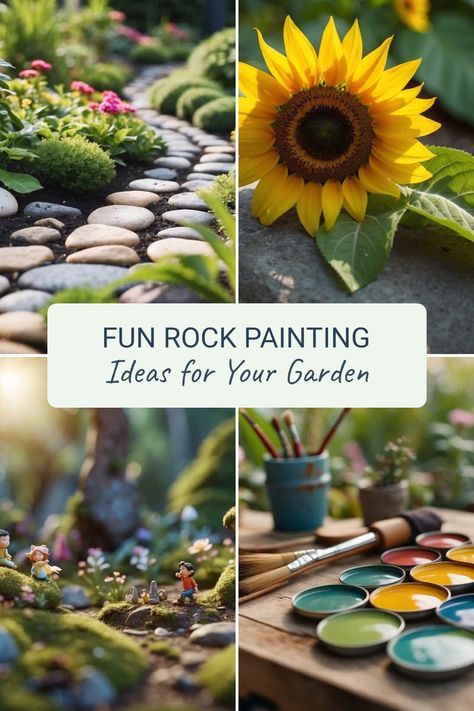 Are you ready to add some splash and warmth to your garden? Painting rocks can be a fun hobby that brightens up your outdoor space. You can turn smooth stones into colorful flowers or charming fairy tale characters that anyone will love. Grab some paints, brushes, and creative ideas, and get started right away! Perfect for kids and adults who want to express their artistry. Discover delightful ways to make personalized decorations with these rock painting ideas and tips. Save this pin and follow for more crafty inspirations! Rock Painting Ideas For Garden, Whimsical Yard, Rock Painting Flowers, Garden Flower Beds, Small Fountains, Garden Fun, Ideas For Garden, Garden Gazebo, Fairy Tale Characters