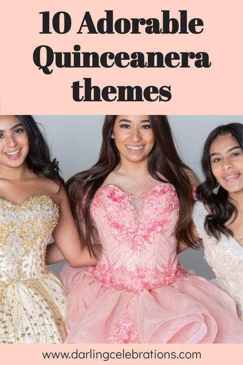 To make your Quinceanera stand out, consider incorporating one of these fun quinceanera themes. #quinceanera ##quinceanerathemes #quinceaneraideas Quincera Themes Ideas Pink, Mini Quinceanera Party, Quinceanera Party Themes, Quincenera Ideas Themes Color Schemes, 15 Themes Quinceanera Ideas, Quince Theme Ideas Color Schemes, Modern Quinceanera Ideas, Summer Quinceanera Themes, Quinceanera Schedule Of Events