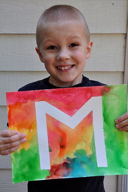 watercolor craft Babysitting Activities, The Letter M, Puffy Paint, Kindergarten Art, Toddler Art, Letter A Crafts, Preschool Fun, Letter M, Crafts For Girls