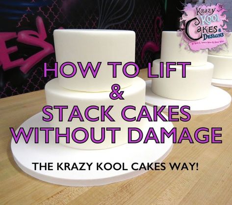 After you've spent so much time smoothing your icing to get it perfect the last thing you want is to ruin it when you stack your cake... Stack Cakes, Cakes To Make, How To Stack Cakes, Creative Cake Decorating, Cake Business, Childrens Birthday Cakes, Cake Icing, Cake Decorating Tutorials, Cake Tutorial