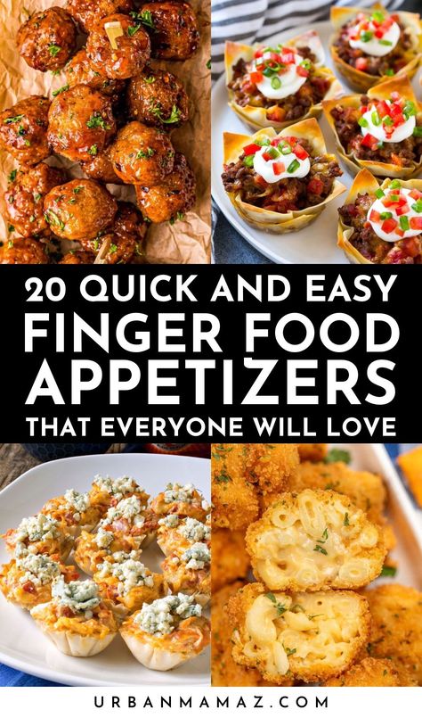 Looking for quick and easy finger food appetizers that everyone will love? Check out this ultimate list of 20 delicious finger food appetizers for your next party. Easy Finger Food Party Appetizers, Social Hour Appetizers, Quick Orderves, Filling Party Appetizers, Ideas For Finger Foods For Party, Easy Baked Appetizers, Party Starters Ideas, Fan Favorite Appetizers, 5 Star Appetizer Recipes