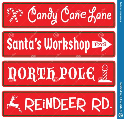 Christmas Street Signs, North Pole Themed Party, North Pole Illustration, Workshop Decoration, Nose Illustration, Santa's Workshop Sign, Christmas Signage, North Pole Sign, Xmas Gingerbread