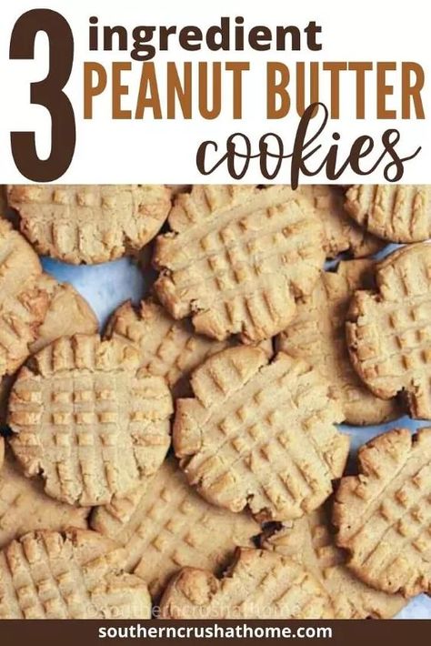 3 ingredient Homemade Peanut Butter Cookies are quick, easy and taste amazing, even with no flour! These versatile yummy cookies will be your quick fix when you need a little something sweet in your life. They also make a great option for gift giving! See how easy they are to make here… I remember my mom making these amazing Peanut Butter Cookies when I was growing up. 3 Ingredient Peanut Butter Cookies are a classic recipe; just an egg, a cup of peanut butter and a cup of sugar.3 in… Cookies With No Flour, Peanut Butter Cookies 3 Ingredient, Cookie Dough Fudge Recipe, Three Ingredient Peanut Butter Cookies, 3 Ingredient Recipe, Homemade Peanut Butter Cookies, Brownie Mix Cookies, Cookie Dough Fudge, Cookies Peanut Butter