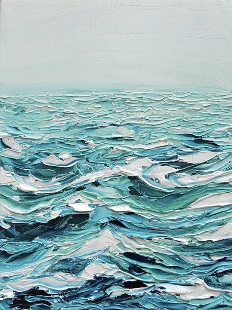 Amazing Textured Painting on Canvas Sea Drawing, Acrylic Painting Ideas, Easy Canvas Painting, Sea Painting, Cat Air, Palette Knife Painting, Water Art, Knife Painting, Paint Paint